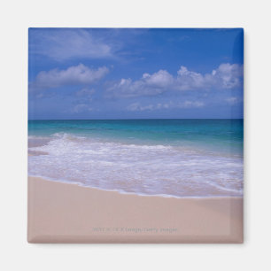 Ozeanwellen, die auf sandigen Strand schäumen Magnet