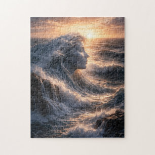 Ozeanwellen-Frau Surrealer Kunstdruck Puzzle