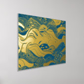 Ozeanwellen Gold Fohlen mit dunkelblauem Hintergru Foliendrucke (Ablage )