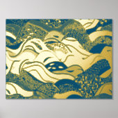 Ozeanwellen Gold Fohlen mit dunkelblauem Hintergru Foliendrucke (Vorderseite)