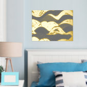 Ozeanwellen Gold Fohlen mit dunkelgrauem Hintergru Foliendrucke (In Situ (Schlafzimmer))