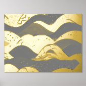 Ozeanwellen Gold Fohlen mit dunkelgrauem Hintergru Foliendrucke (Vorderseite)