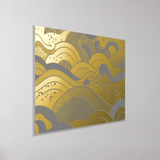 Ozeanwellen Gold Fohlen mit dunkelgrauem Hintergru Foliendrucke (Ablage )