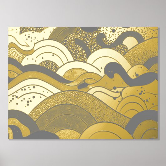 Ozeanwellen Gold Fohlen mit dunkelgrauem Hintergru Foliendrucke (Vorderseite)