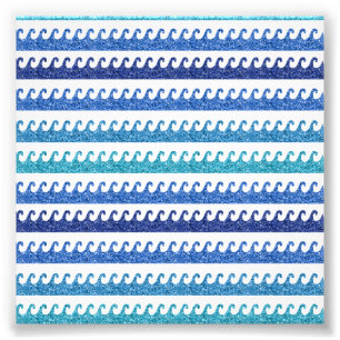 Ozeanwellen Helles Blau Surfer Strand Surfen Fotodruck