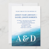 Ozeanwellen, Hochzeitseinladung, Türkis Einladung (Vorderseite)