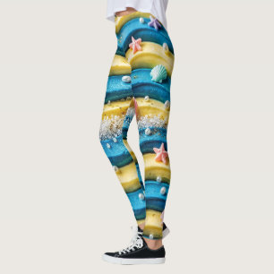 Ozeanwellen-Kuchen-Leggings - Küstenstrand Seester Leggings
