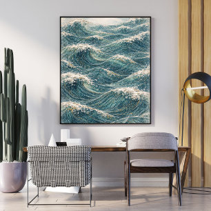 Ozeanwellen Kunst   Japanisches Wellen-Kunstplakat Poster