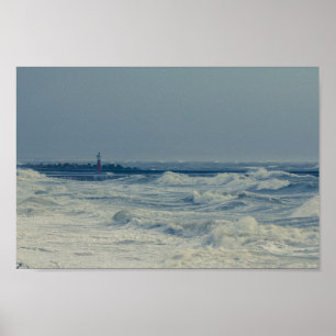 Ozeanwellen Stormy Weather Pier Poster