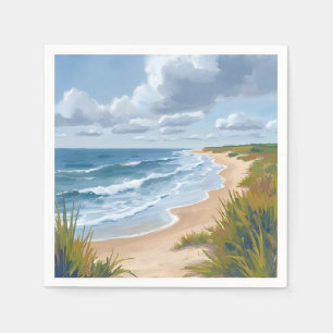Ozeanwellen Strand-Küstenmalerei Serviette