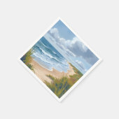 Ozeanwellen | Strand-Küstenmalerei Serviette (Ecke)