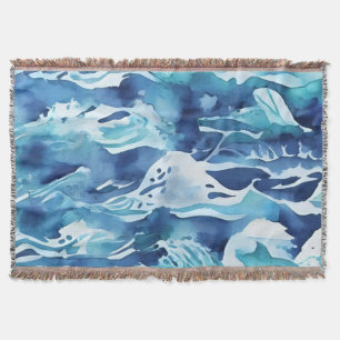 Ozeanwellen   Türkis Aquarell Aqua Blau Decke