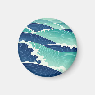 Ozeanwellen Türkisblaue Japanische Art Magnet