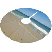 Ozeanwellen und sandiger Strand Polyester Weihnachtsbaumdecke (Schrägansicht)