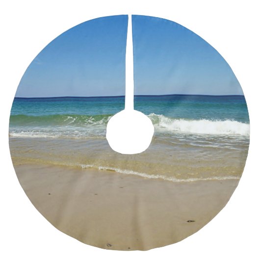 Ozeanwellen und sandiger Strand Polyester Weihnachtsbaumdecke (Vorderseite)