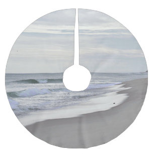 Ozeanwellen und sandiger Strand Polyester Weihnachtsbaumdecke