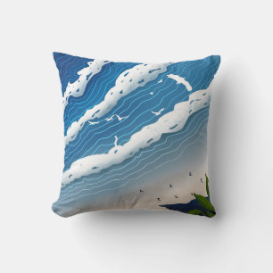 Ozeanwellen werfen Kissen 🌊 Küstengrünes Kissen
