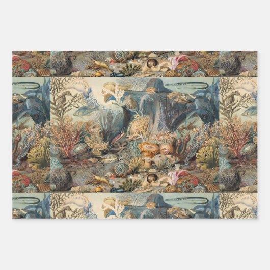 Ozeanwelt, unter dem Meer, nautisch Geschenkpapier Set (Vorderseite 3)