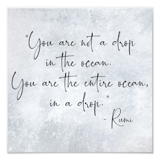 Ozeanziffer Sie sind kein Tropfen im Ozean - Rumi Fotodruck (Vorne)