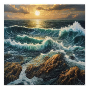 Ozeanzorn: Dramatische Seascape-Malerei Fotodruck