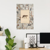 Ozelot-Tierillustrations-Zitatposter gemustert Poster (Heimbüro)