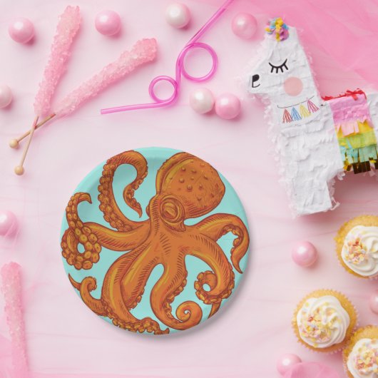 Oztopus des Schleife Meeres Long Tentacles Pappteller (Party)