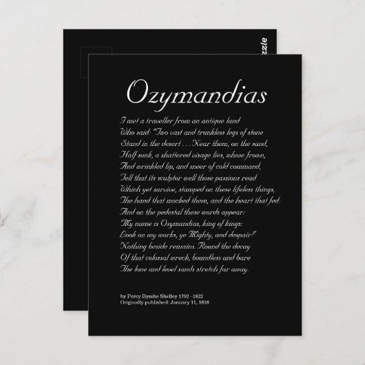 Ozymandias Postkarte (Vorne/Hinten)