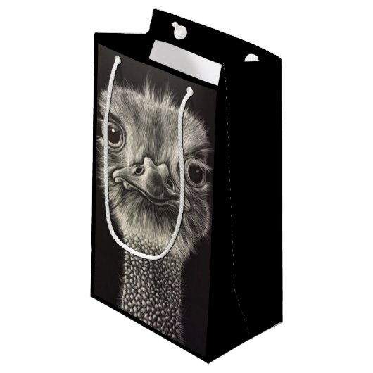 Ozzie Ostrich Geschenktasche Kleine Geschenktüte (Vorderseite Schrägansicht)