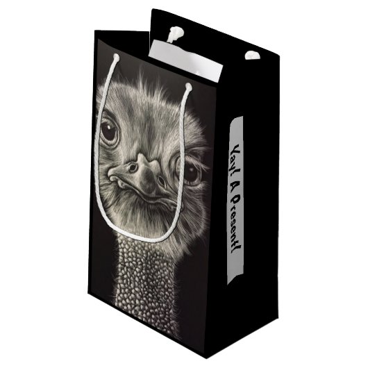 Ozzie Ostrich Geschenktasche Kleine Geschenktüte (Rückseite Schrägansicht)