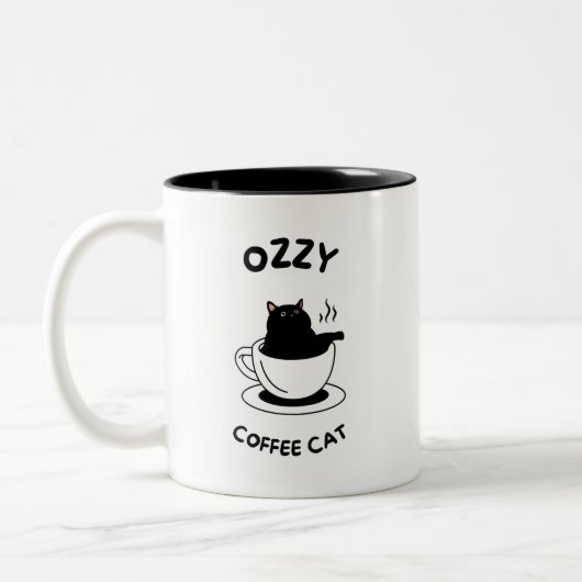 Ozzy the Black Cat Coffee Tasse - Cosy Feline Vibe (Links)