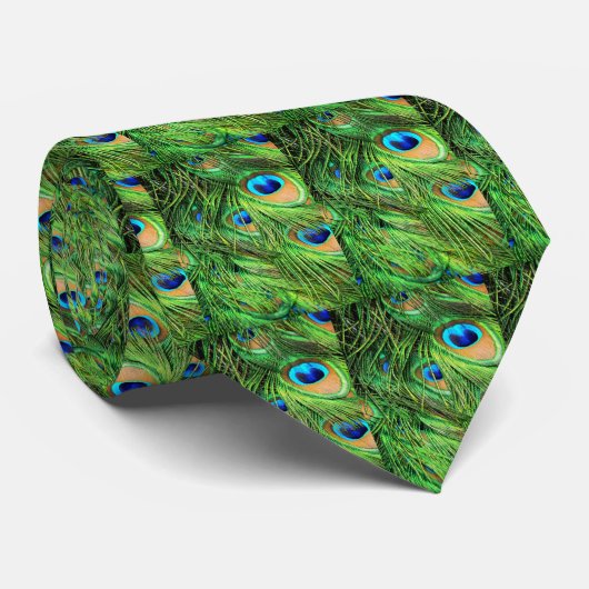P1070167 Peacock Feathers Up Nah 300, P10701... Krawatte (Gerollt)