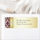 P1 Elegantes Gold Lila Damask Diamond-Label (Insitu)