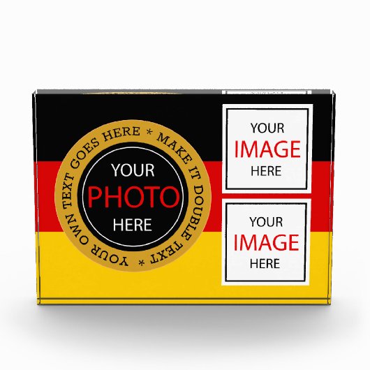 P1: Foto-Block mit deutscher Flagge und Glasrahmen Fotoblock (Vorderseite)