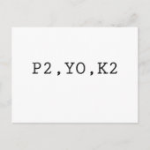 P2, YO, K2 POSTKARTE (Vorderseite)