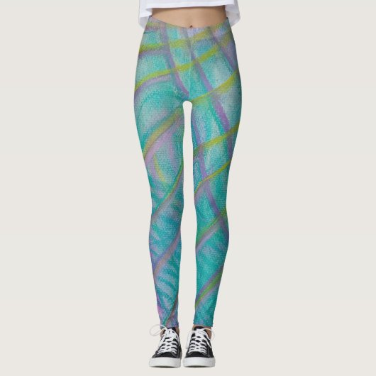 P34 Einzigartige farbenfrohe abstrakte Kunst Leggings (Vorderseite)