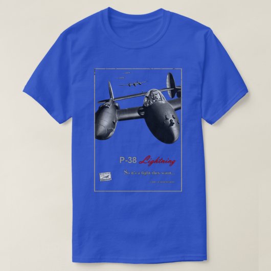 P38 Blitze WW2 American Fighter T-Shirt (Design vorne)