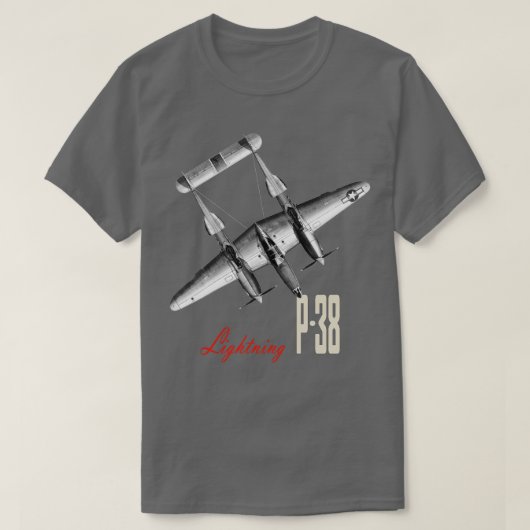 P38 Blitzstrahlflugzeug WW2 T-Shirt (Design vorne)