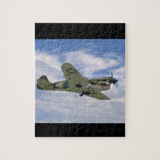 P40 Curtis mit heftigem Gesicht, Flying_WWII Puzzle (Vertikal)