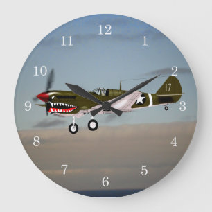 P40 Warhawk 1943 Tuna Große Wanduhr