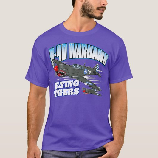 P40 Warhawk Flying Tigers Warbirds T-Shirt (Vorderseite)