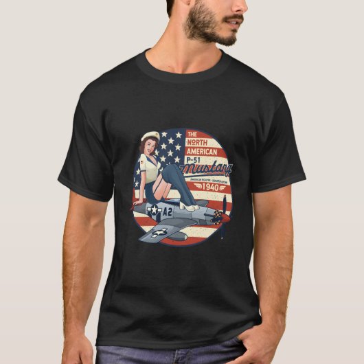 P51 Mustang Flugzeug für Wwii Up T-Shirt (Vorderseite)