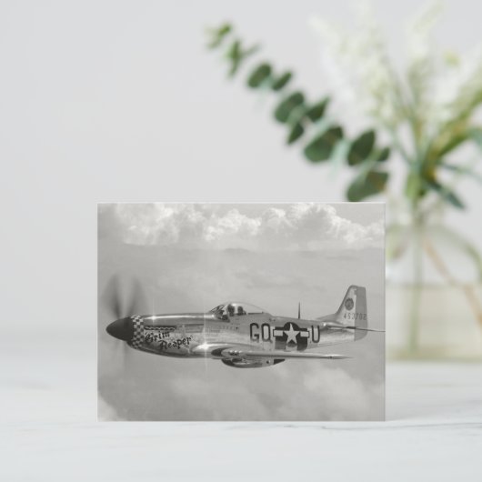 P51 Mustang 'Grim Sensenmann' Postkarte (Stehend Vorderseite)