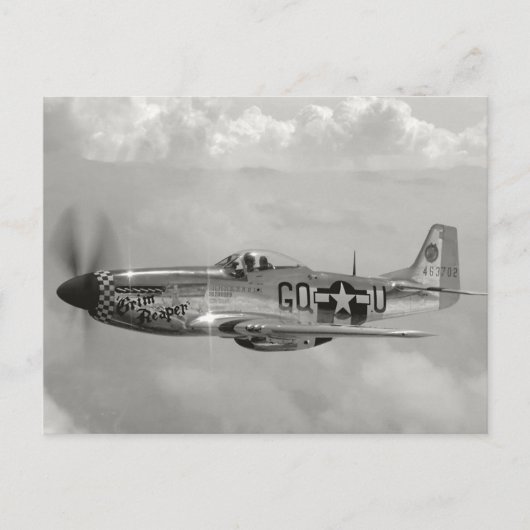P51 Mustang 'Grim Sensenmann' Postkarte (Vorderseite)