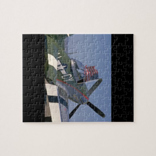 P51 Mustang, hintere Ansicht. (Flagge) _WWII Puzzle (Horizontal)