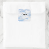 P51 Mustang im Flug Quadratischer Aufkleber (Tasche)
