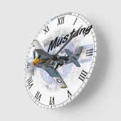 P51 Mustang Runde Wanduhr (Winkel)