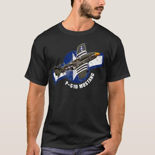 P51 Mustang WW2 Warplane Flugzeug Warbird T-Shirt (Vorderseite)