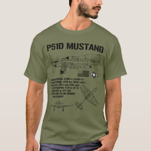 P51 Mustang WWII Kämpfer Specs Militärisches Flugz T-Shirt