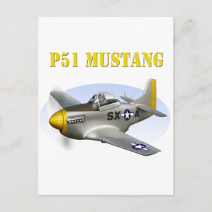 P51 Silbergelbes Flugzeug Postkarte