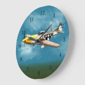 P51D Mustang Wall Clock Große Wanduhr (Winkel)